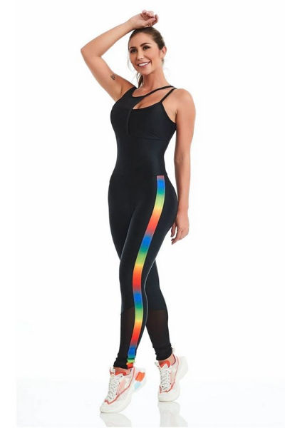 Picture of Black Jumpsuit with Colorful Straps